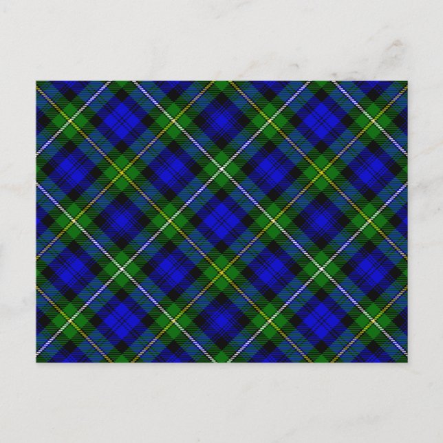 Campbell tartan blue green plaid postcard (Front)