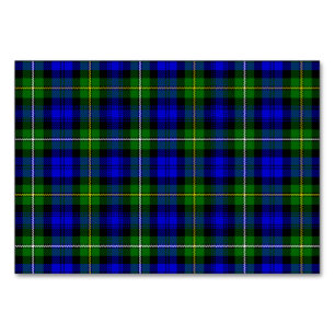 Campbell tartan blue green plaid table number