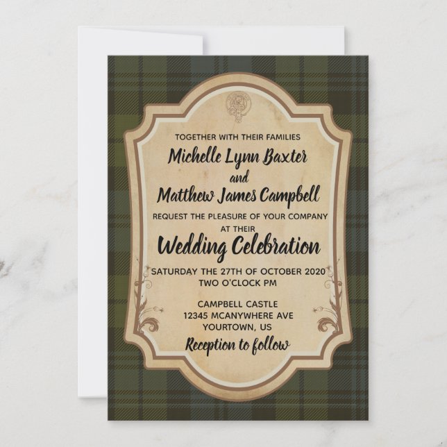 Campbell Tartan Faire-part de mariage an (Devant)