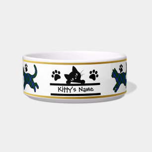 Campbell Tartan Kitty Personalized Cat Bowl