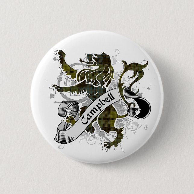 Campbell Tartan Lion 2 Inch Round Button (Front)