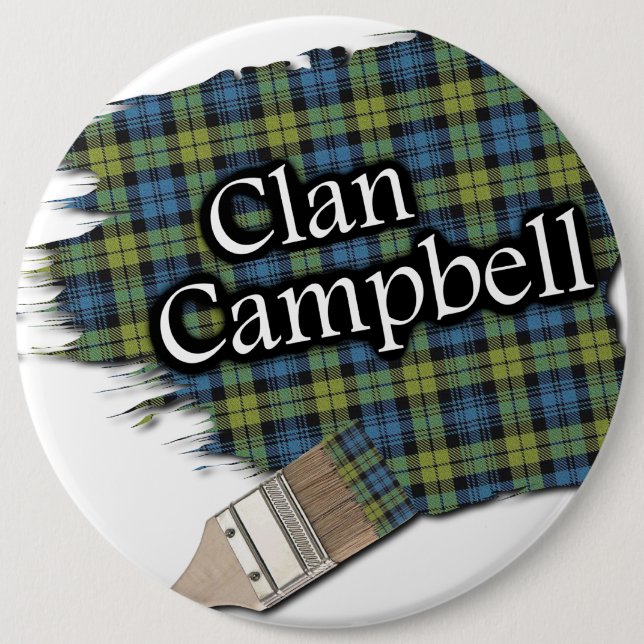 Campbell Tartan Paint Brush 6 Inch Round Button (Front)