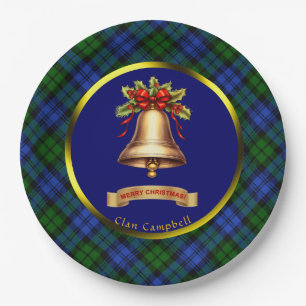 Campbell Tartan Personalized Christmas Paper Plate