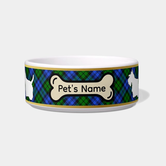 Campbell Tartan Scottie Dog Personalized Bowl (Front)