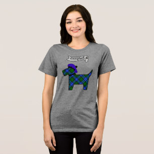 Campbell Tartan Scottie Dog Personalized Tri-Blend Shirt