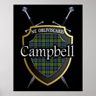 Campbell Tartan Scottish Shield & Swords Poster