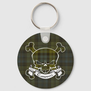 Campbell Tartan Skull Keyring