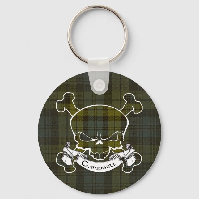Campbell Tartan Skull Keyring (Front)