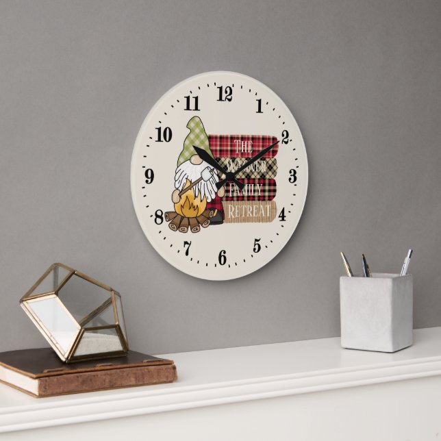 camper add family name gnome  large clock (Office)