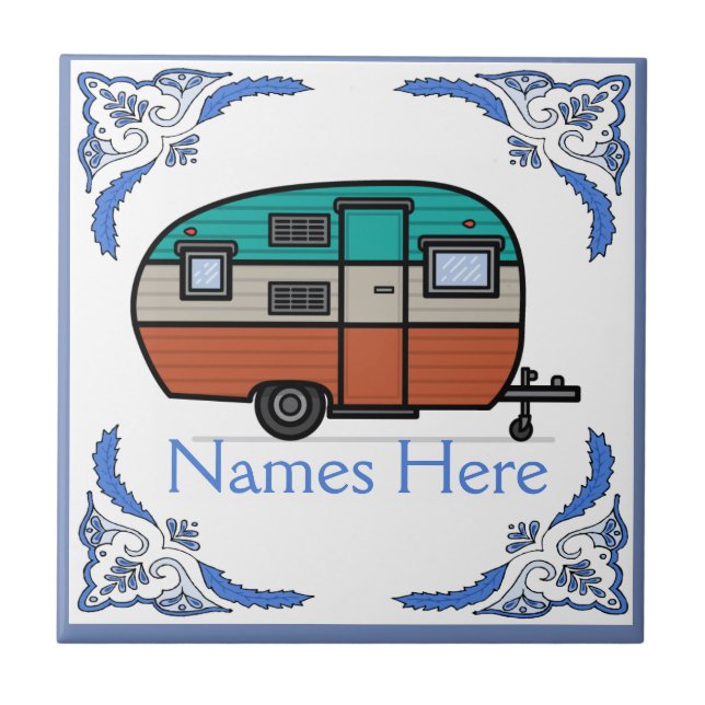Camper,Add text Tile, Dutch Look, Personalize Tile (Front)