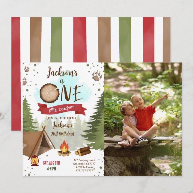 Camper Birthday Photo Invitation (Front/Back)