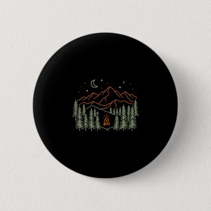 Camper campfire trees hiking camping performance 2 inch round button