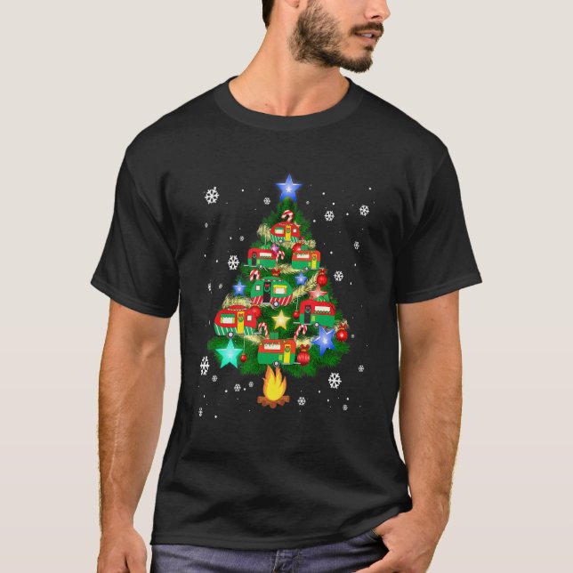 Camper Christmas Tree Cool Vehicles Camping RVing T-Shirt (Front)