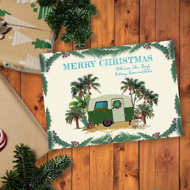 Camper de Noël Palmiers tropicaux Carte de fin de  (Créateur téléchargé)