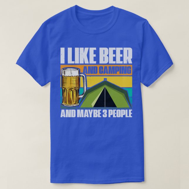 Camper Drinking Beer Wilderness Campfire Camp  T-Shirt (Design Front)