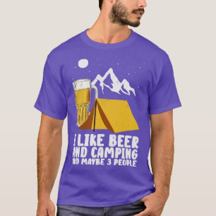 Camper Drinking Beer Wilderness Campfire    T-Shirt