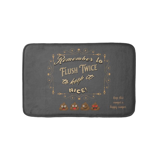 Camper Flush Twice Reminder Bath Mat (Front)