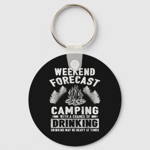 Camper Fun Weekend Forecast Camping With Chance Of Keychain