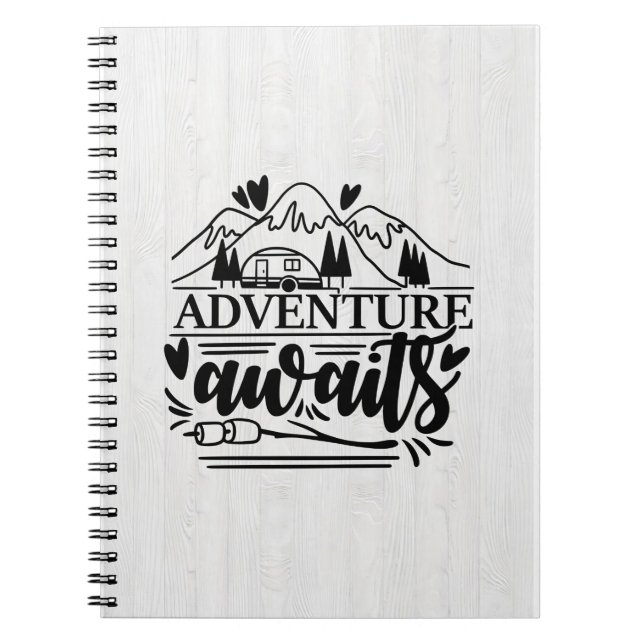 Camper Gift Adventure Awaits Notebook (Front)