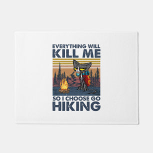 Camper Gift   Go Hiking With Cat Birthday Doormat