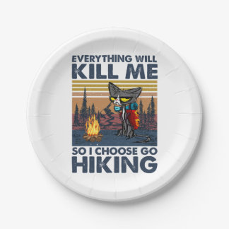 Camper Gift | Go Hiking With Cat Birthday Paper Plate