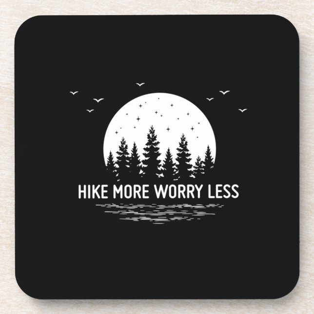 Camper Gift | Hike More Worry Less Birthday Coaster (Front)