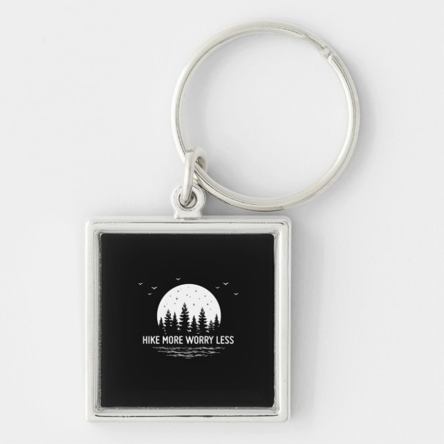 Camper Gift | Hike More Worry Less Birthday Keychain (Front)