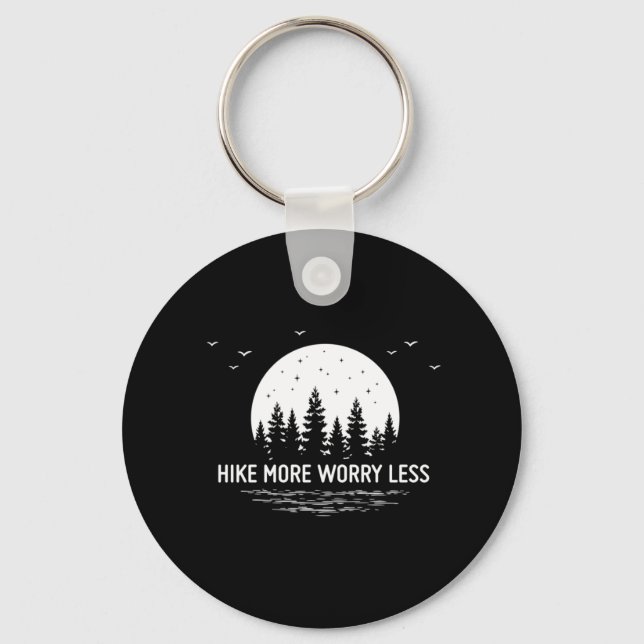 Camper Gift | Hike More Worry Less Birthday Keychain (Front)