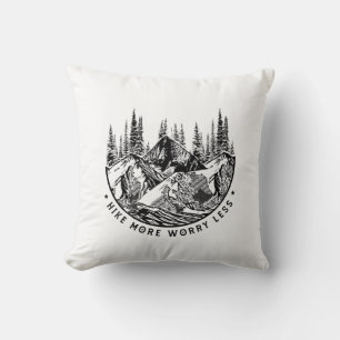 Camper Gift   Hike More Worry Less Birthday Throw Pillow