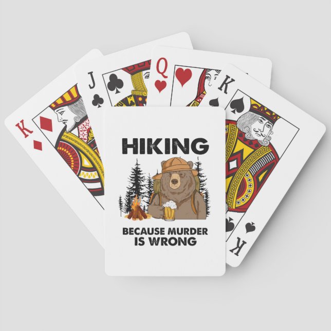 Camper Gift | Hiking Bear Birthday Playing Cards (Back)