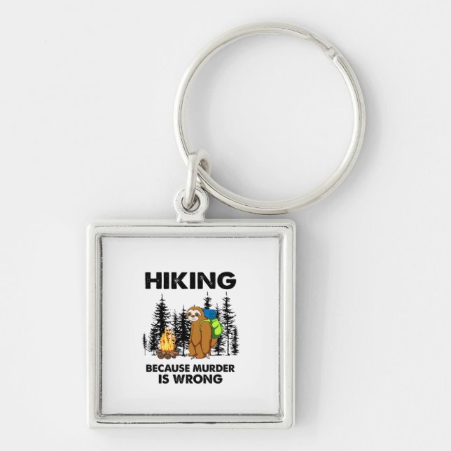 Camper Gift | Hiking Because Murder Is Wrong Xmas Keychain (Front)
