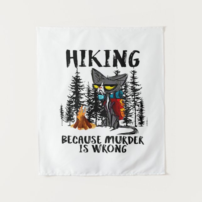 Camper Gift | Hiking Because Murder Is Wrong Xmas Tapestry (Front)