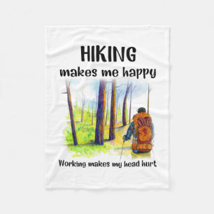 Camper Gift Hiking Makes Me Happy Birthday Fleece Blanket