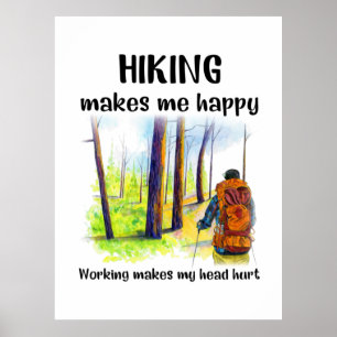 Camper Gift   Hiking Makes Me Happy Birthday Poster
