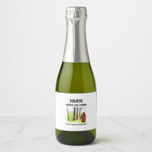 Camper Gift Hiking Makes Me Happy Birthday Sparkling Wine Label