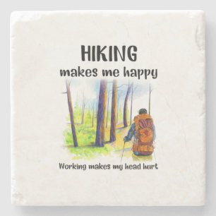 Camper Gift Hiking Makes Me Happy Birthday Stone Coaster