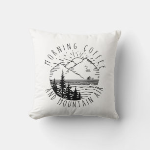 Camper Gift   Morning Coffee And Mountain Air Xmas Throw Pillow