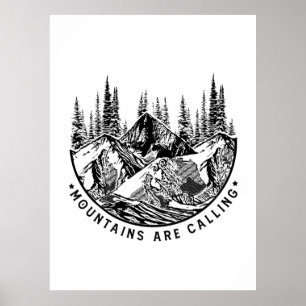 Camper Gift   Mountains Are Calling Birthday Poster