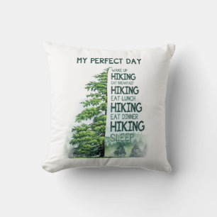 Camper Gift   My Perfect Day Hiking Birthday Throw Pillow
