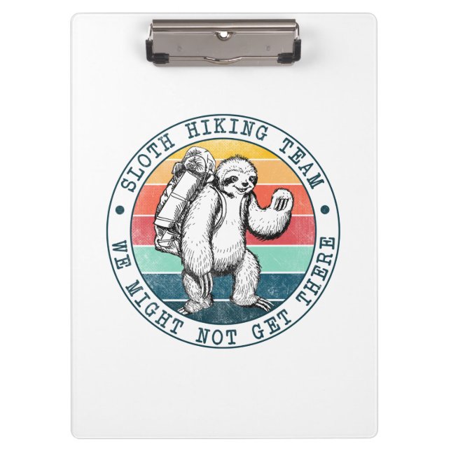 Camper Gift | Sloth Hiking Team Birthday Clipboard (Front)