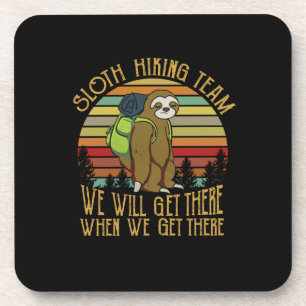 Camper Gift   Vintage Sloth Hiking Team Birthday Coaster