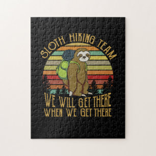 Camper Gift Vintage Sloth Hiking Team Birthday Jigsaw Puzzle