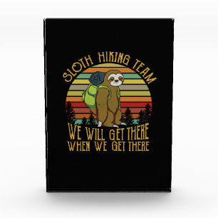 Camper Gift   Vintage Sloth Hiking Team Birthday Photo Block