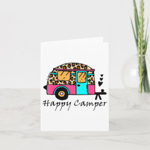 Camper Happy Summer Camp Camping Leopard Funny Gla Card