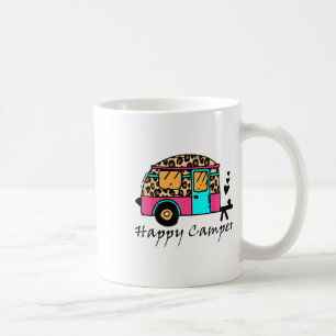 Camper Happy Summer Camp Camping Leopard Funny Gla Coffee Mug
