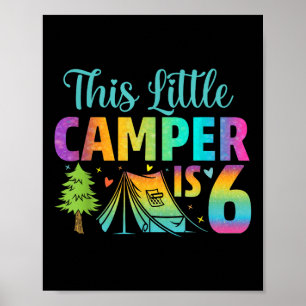 Camper Kids Birthday 6 Years Old Camping 6th B-day Poster