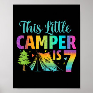 Camper Kids Birthday 7 Years Old Camping 7th B-day Poster