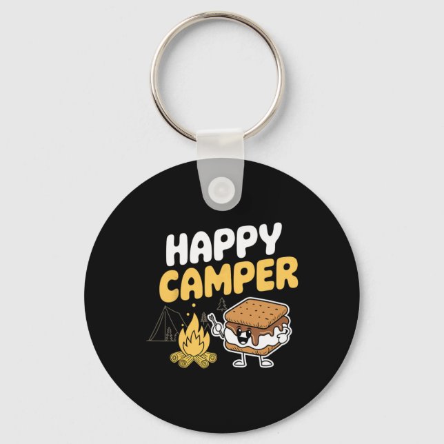Camper Marshmallow Camping Smores Kawaii S'mores  Keychain (Front)
