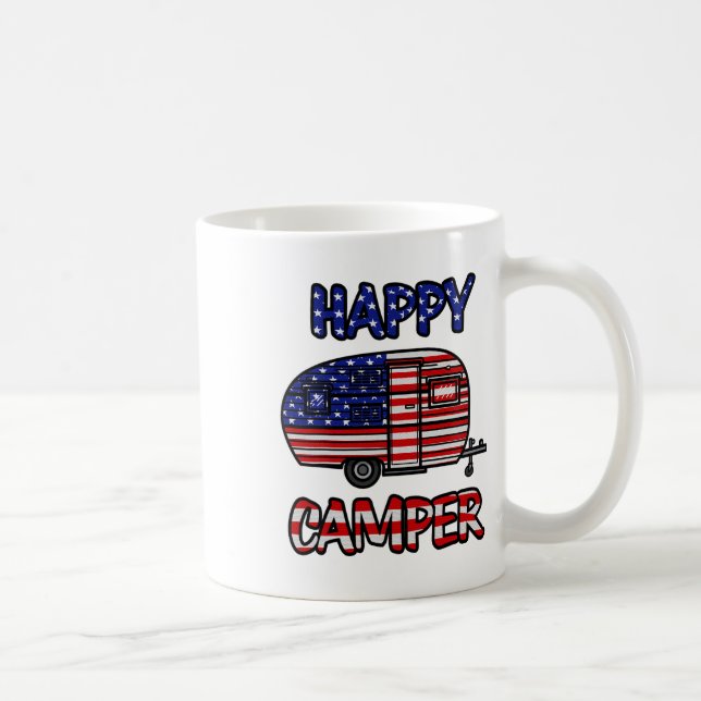 Camper Merica American Happy Pride Flag 4th Of Jul Coffee Mug (Right)