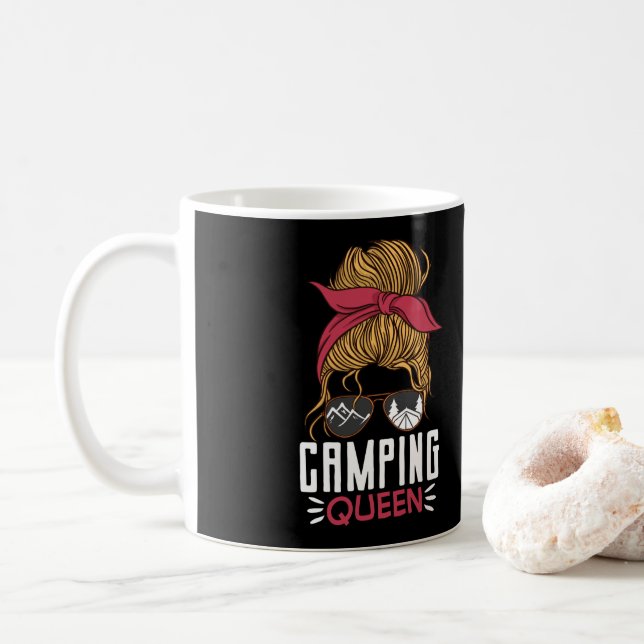 Camper Outdoor Tent Camping Queen Coffee Mug (With Donut)
